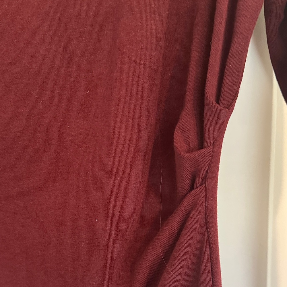 Casual Going Out Women's Long Sleeve Crewneck Tucked Top - Ruby Berry - Picture 4 of 9